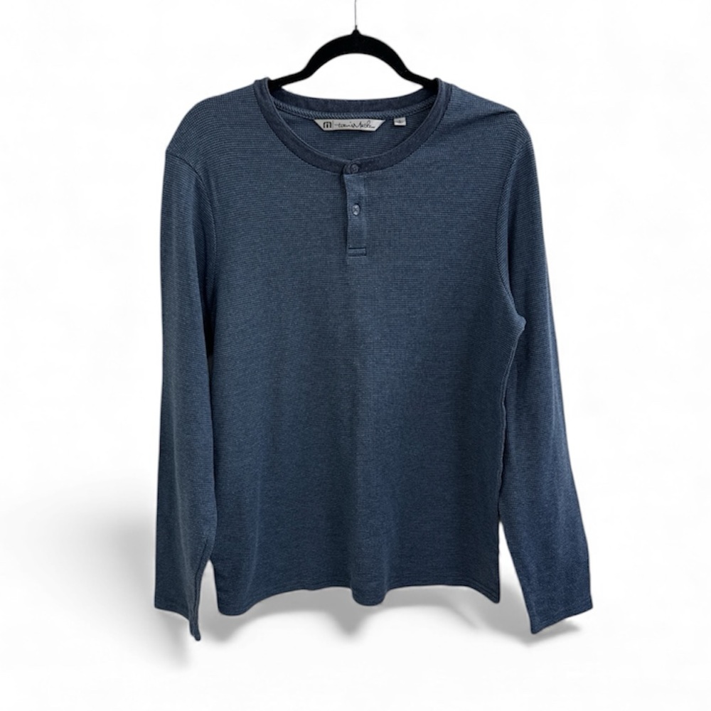 TravisMathew Men’s Waffle Henley Shirt Large Long Sleeve Casual Top